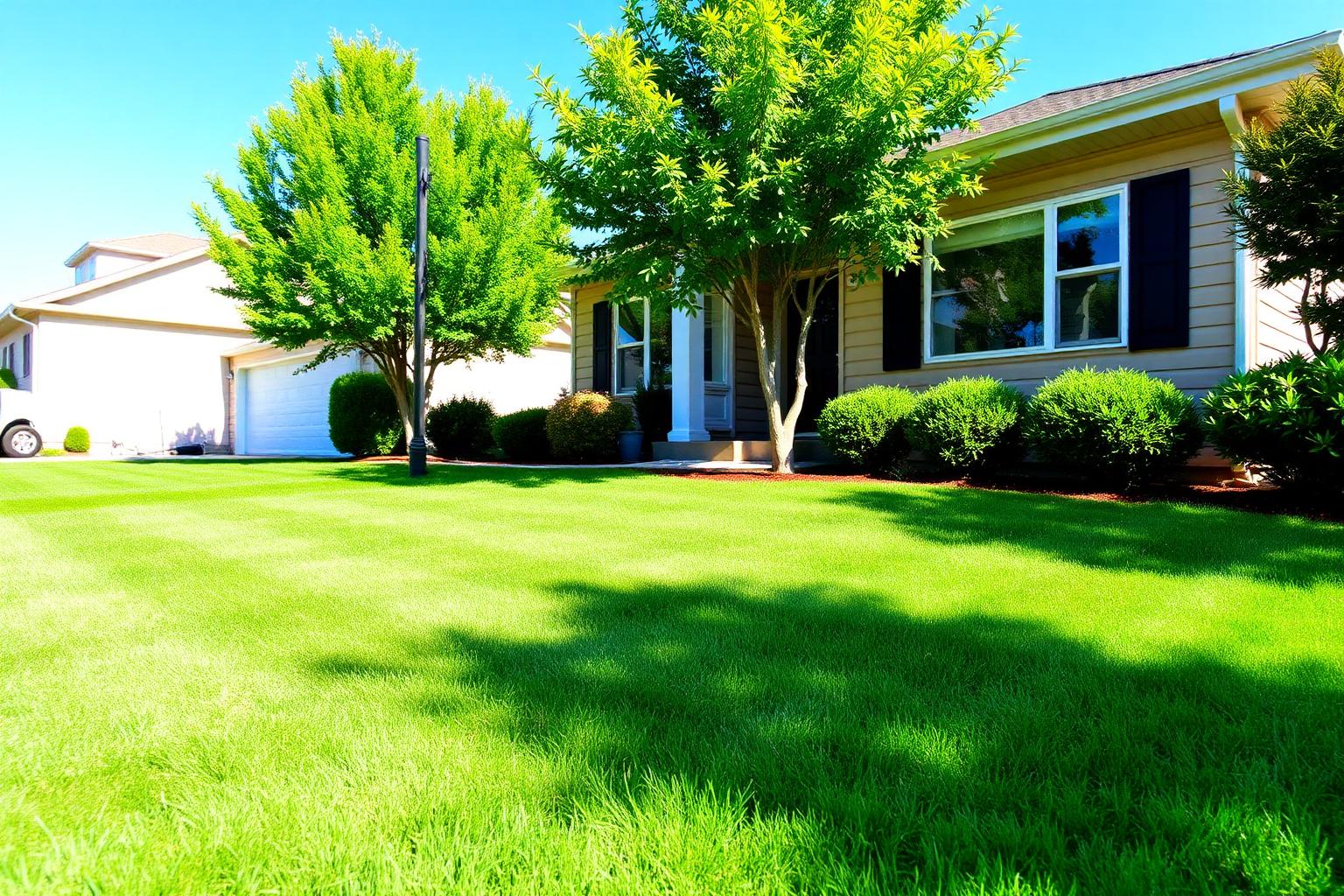 Freshly mowed green lawn